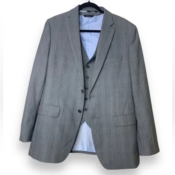 Banana Republic Grey Check Plaid Tailored Fit Vest Sport Coat Blazer Size 40R/S - Picture 1 of 16